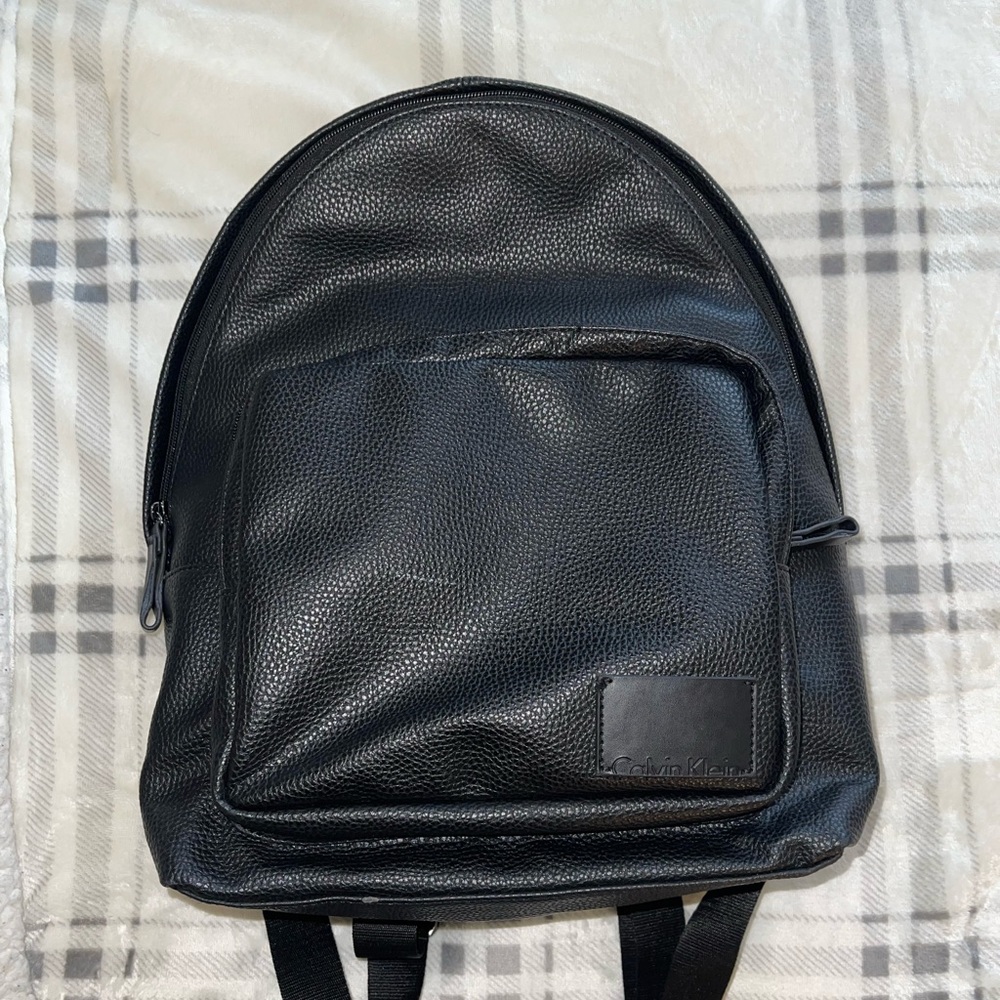 Calvin Klein Black Faux Leather Backpack - FOR TRADE